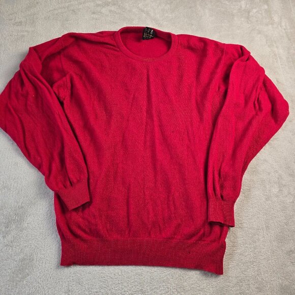 Vintage Cashmere Sweater Womens 38 Small Red Snow Lotus Soft FLAW Cutter Piece - Picture 10 of 15
